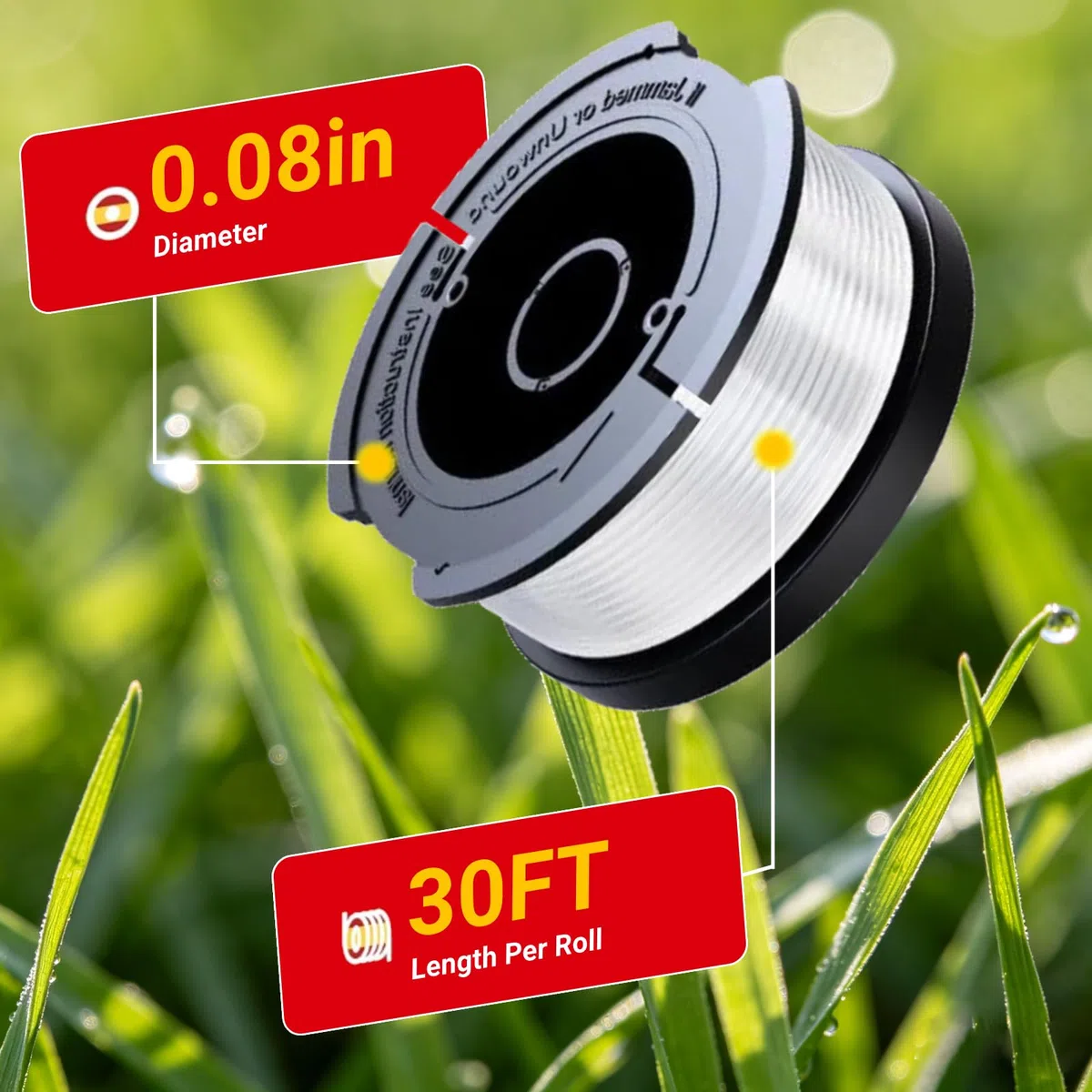 AF-100 - Línea de carrete de recortadora de 30 pies, 0.08 pulgadas, compatible con Black Decker GH900 LST522 GH912 GH600 GH400, AF-100-3ZP AF-100-BKP Bobina de repuesto con tapa de cubierta