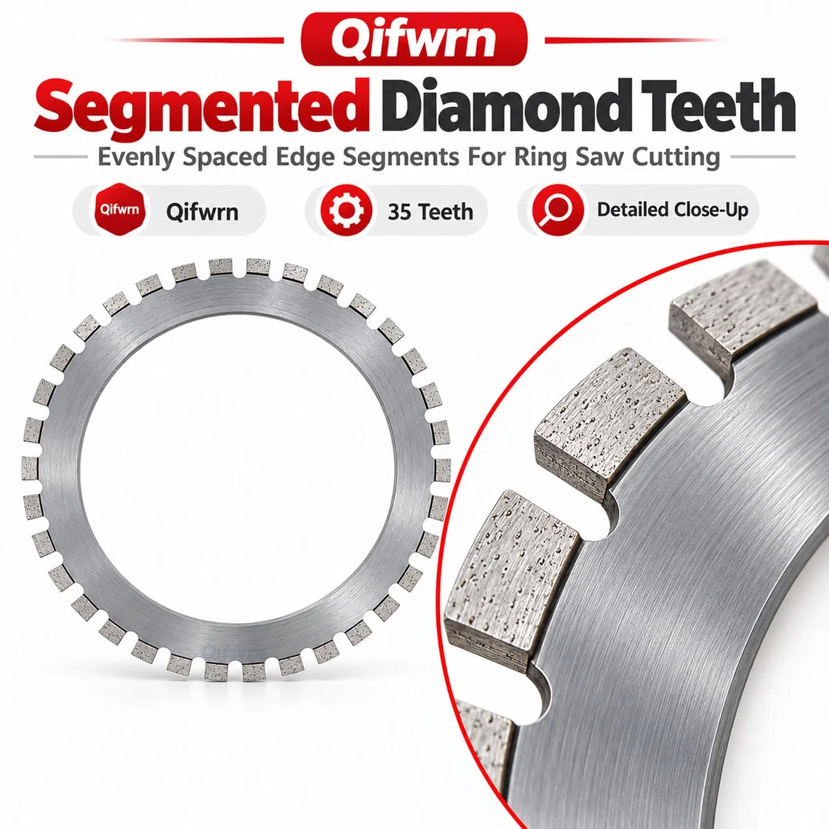 Hoja De Sierra De Anillo De Diamante De 600 Mm, Hoja De Corte De Repuesto Segmentada De 35 Dientes Y 23,62 Pulgadas Con Cuerpo De Aleación Para Hormigón, Mampostería, Ladrillo Y Piedra