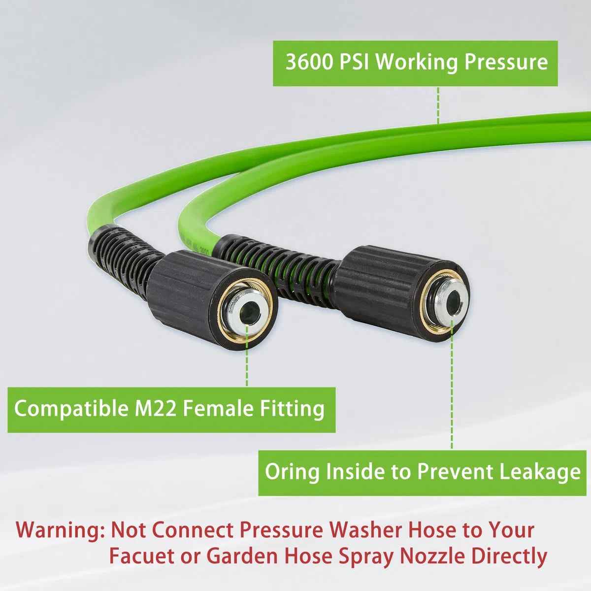 PWACCS Manguera de lavado a presión para lavadora eléctrica, manguera de extensión de lavado a presión resistente a torceduras de 3600 PSI, 100 pies x 0.25 pulgadas, manguera de lavado eléctrica