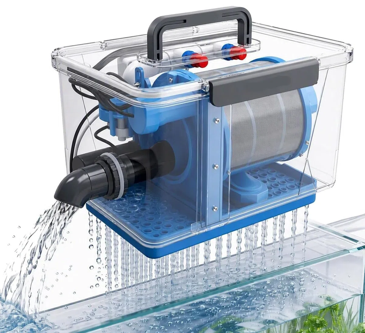 Microfiltro de tambor giratorio, malla de acero inoxidable de 200mesh,filtro de retrolavado automático,filtración de 75 μm,sistema de filtración de agua autolimpiante,para estanques de peces 5000L/H