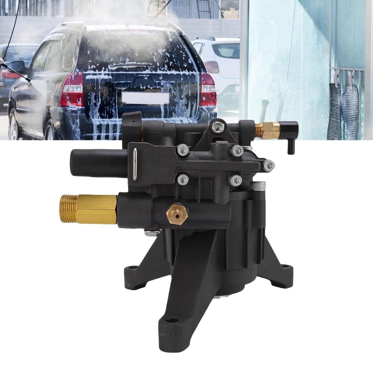 Bomba de lavado de alta presión, bomba de émbolo horizontal con eje de 3/4 de pulgada, 3000 PSI, 2,4 Gpm, reemplazo de disco inclinado para cerca de pared, casa, acera, piscina de