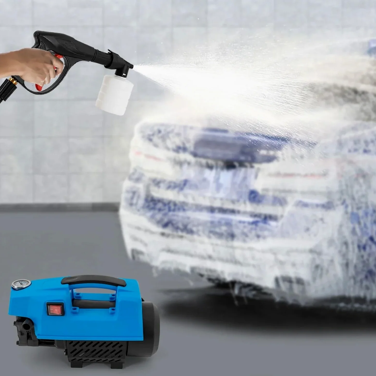 Bomba hidrolavadora, motor 1300 W, presión 10 MPa, tres modos limpieza, autocebante, disipación calor